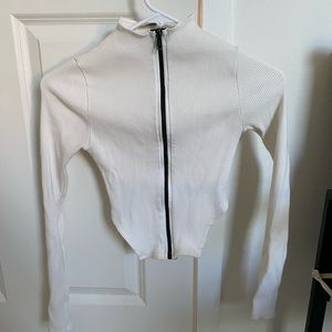 LA Luxe White cropped zip up. Size XS.
